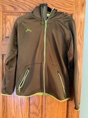 PowderHorn Soft-Shell Hooded Jacket with Lime Trim